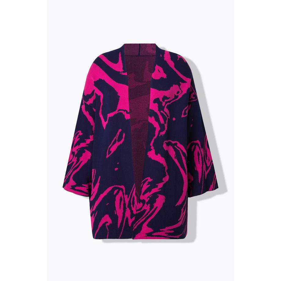 Ulla Popken Cardigan Oversize Encolure en V Manches 3/4  