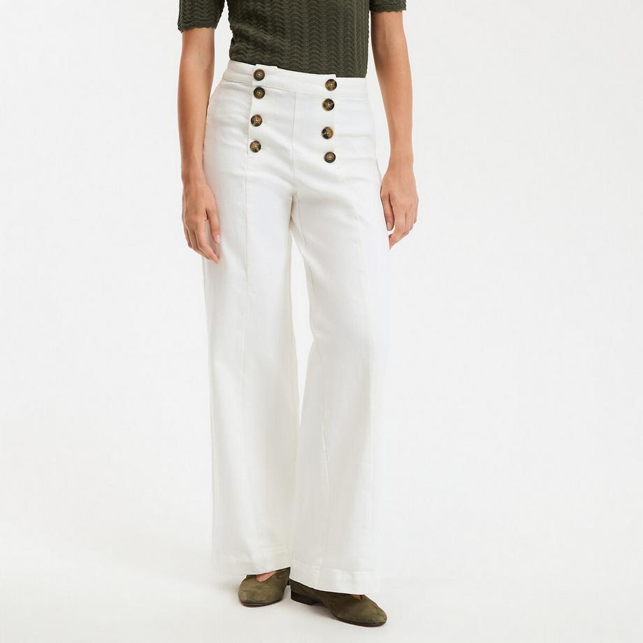 Weite High-Waist-Jeans mit Hosenklappe