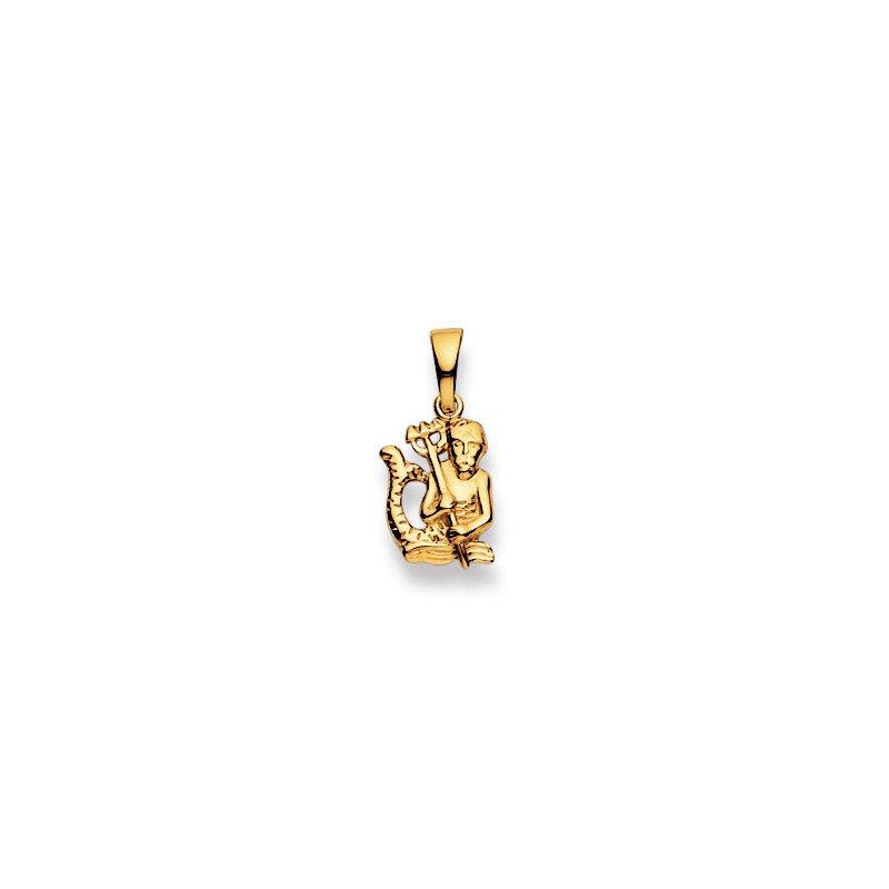 MUAU Schmuck  Pendentif signe du zodiaque verseau en or jaune 750, 18x9mm 