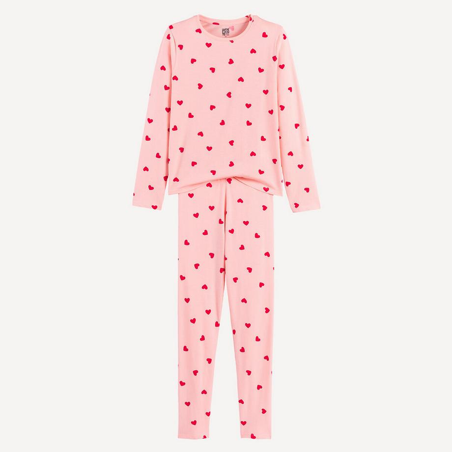 Pyjama mit Herzchen-Print aus Baumwolle