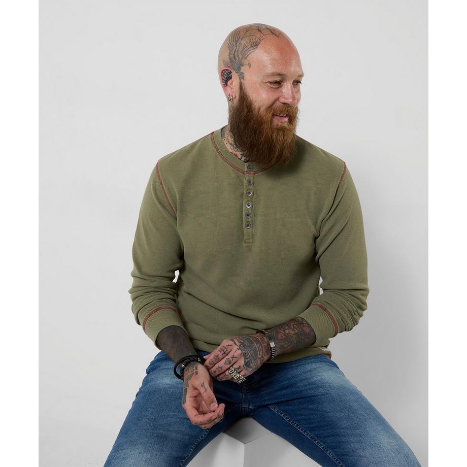 Wunderbares Henley-Shirt in Waffelstrick