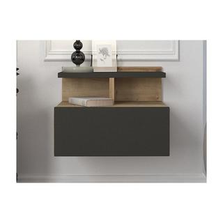 Vente-unique Comodino sospeso 1 cassetto Naturale e Antracite - AZELNO  