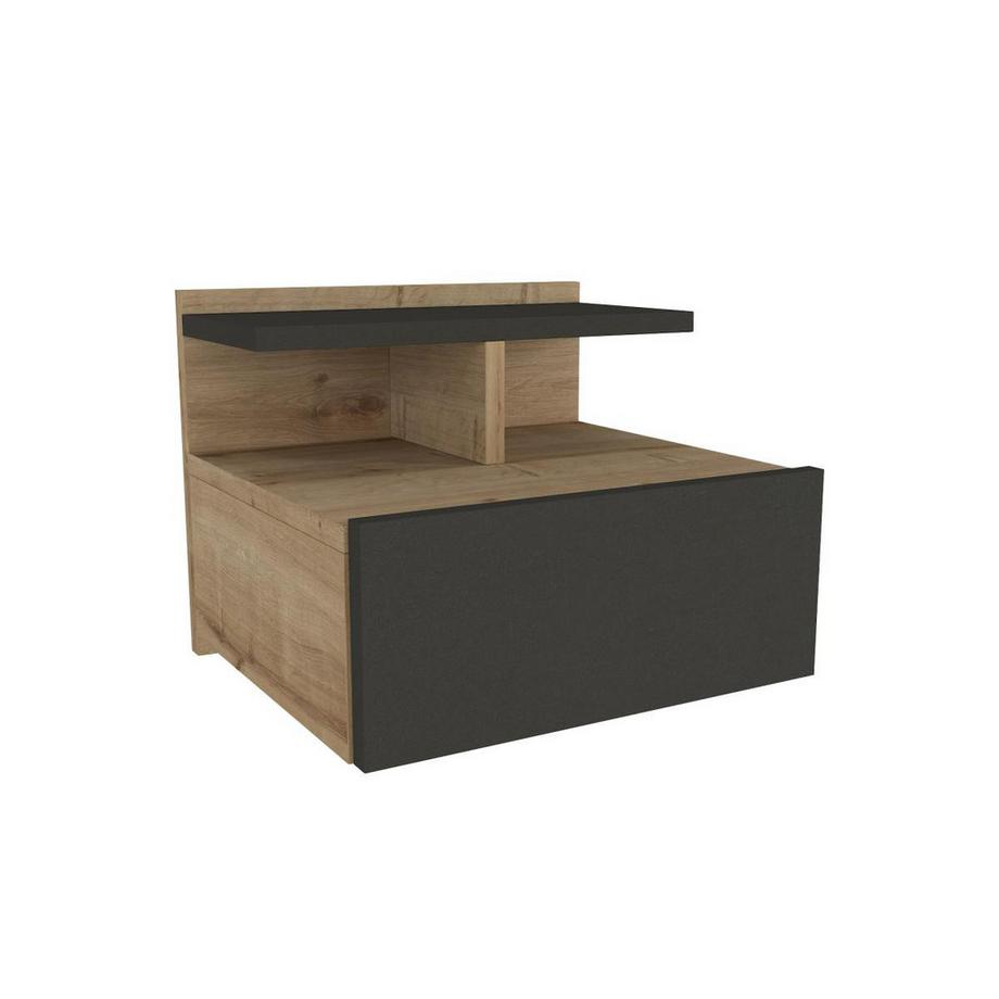 Vente-unique Nachttisch hängend - 1 Schublade - Holzfarben & Anthrazit - AZELNO  