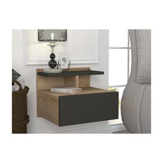 Vente-unique Comodino sospeso 1 cassetto Naturale e Antracite - AZELNO  