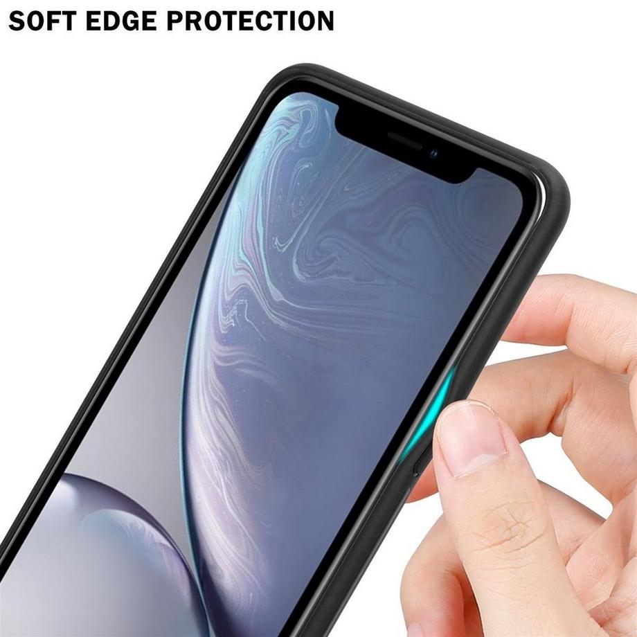 Cadorabo  Housse compatible avec Apple iPhone XR - Aspect rayé - Coque de protection en silicone TPU et dos en verre trempé 