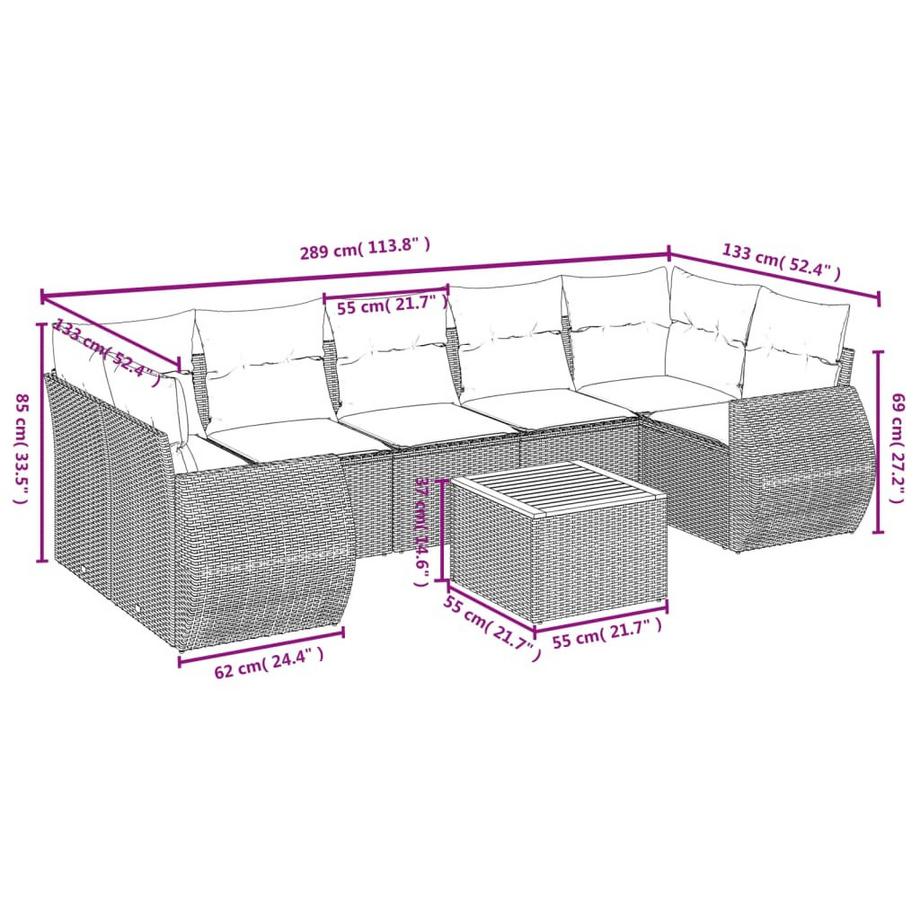VidaXL set divano da giardino Polirattan  
