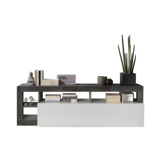 Vente-unique Meuble TV SEFRO 1 porte 4 niches laqué béton  