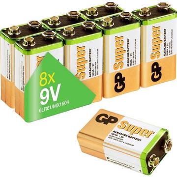 GP Super Alkaline-Batterien 9V-Block, 8er