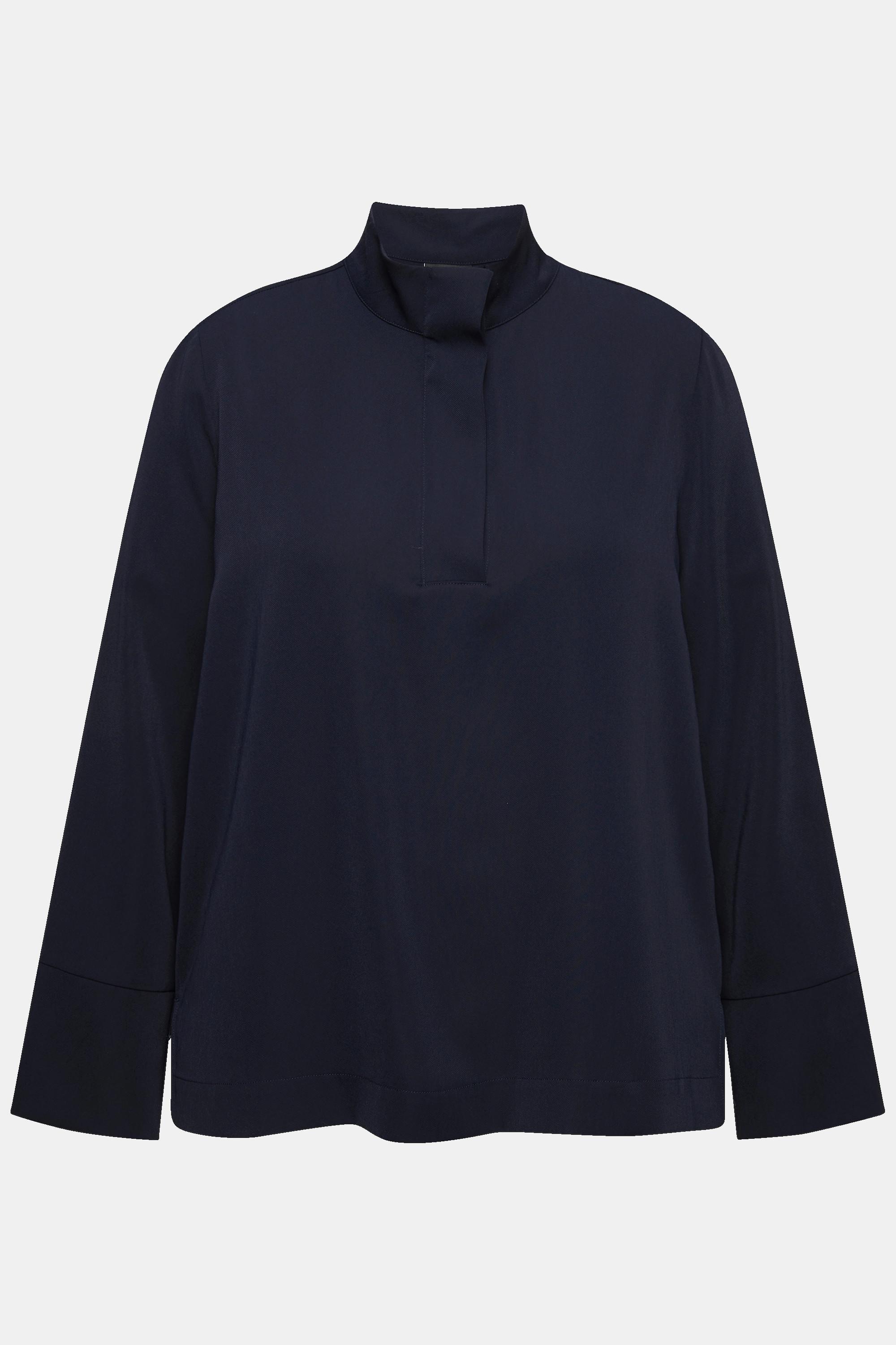 Ulla Popken Tunica abbottonatura nascosta collo alto maniche lunghe  