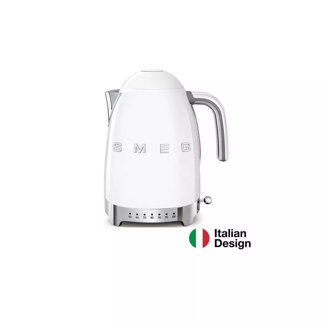 smeg – Wasserkocher 1,7l mit regelbarer Temperatureinstellung KLF04WHEU, Weiss, 1.7L