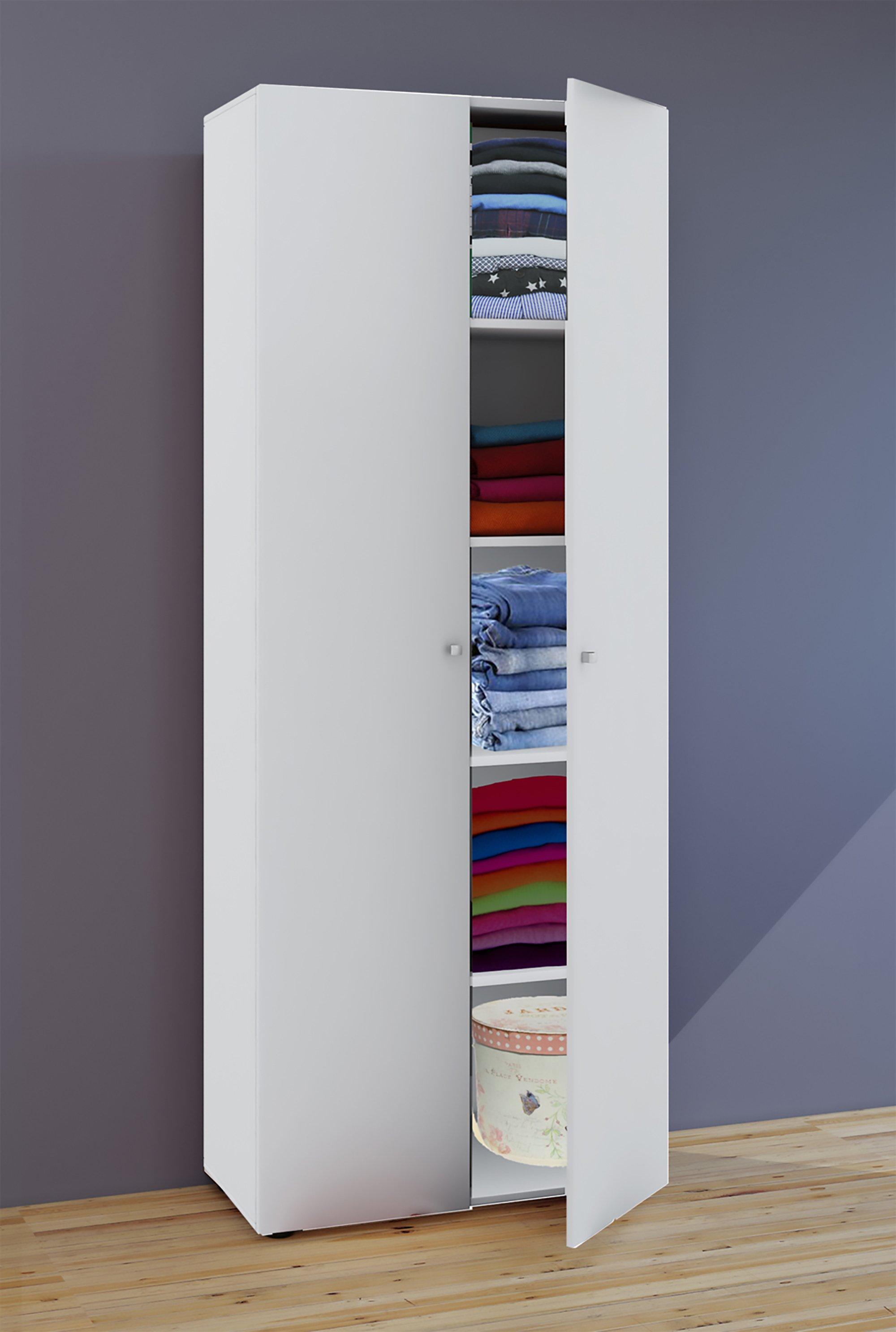 VCM Holz Kleiderschrank | 5 Fächer | Maße ca. B. 70 x  H. 178 x T. 40 cm | 2 Drehtüren | erweiterbar | Schrank - Vandol  
