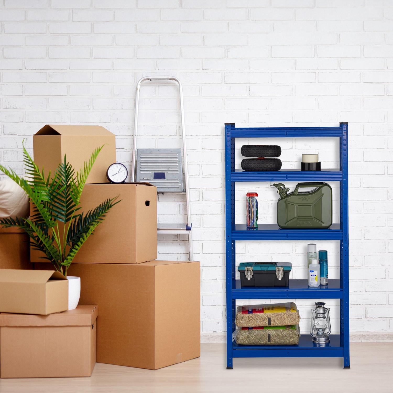 B2X Blaue stabile Metallregale 5 Ebenen  