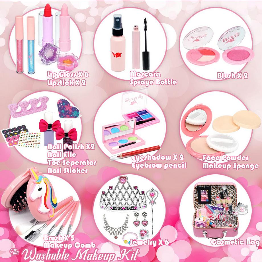 Activity-board  Maquillage lavable trousse de maquillage pour enfants set de maquillage pour enfants jeu de rôle cosmétique 