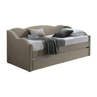 Vente-unique Ausziehbett 2 x 90 x 190 cm - Samt - Beige - LENVIA  