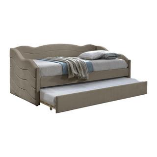 Vente-unique Ausziehbett 2 x 90 x 190 cm - Samt - Beige - LENVIA  