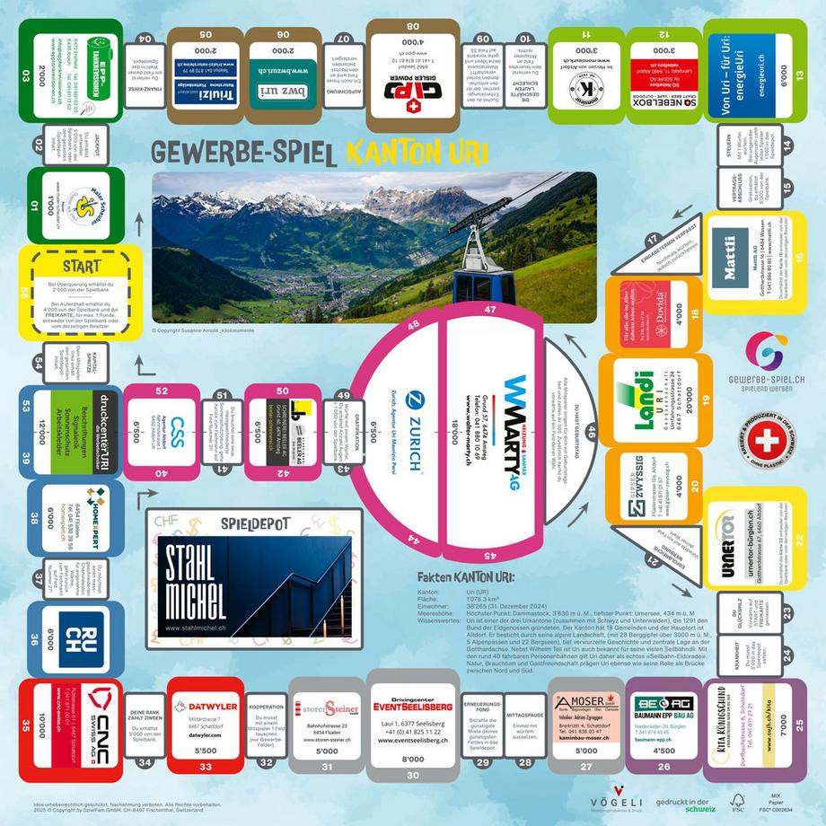 GEWERBE-SPIEL  Brettspiel KANTON URI (Deutsch) 