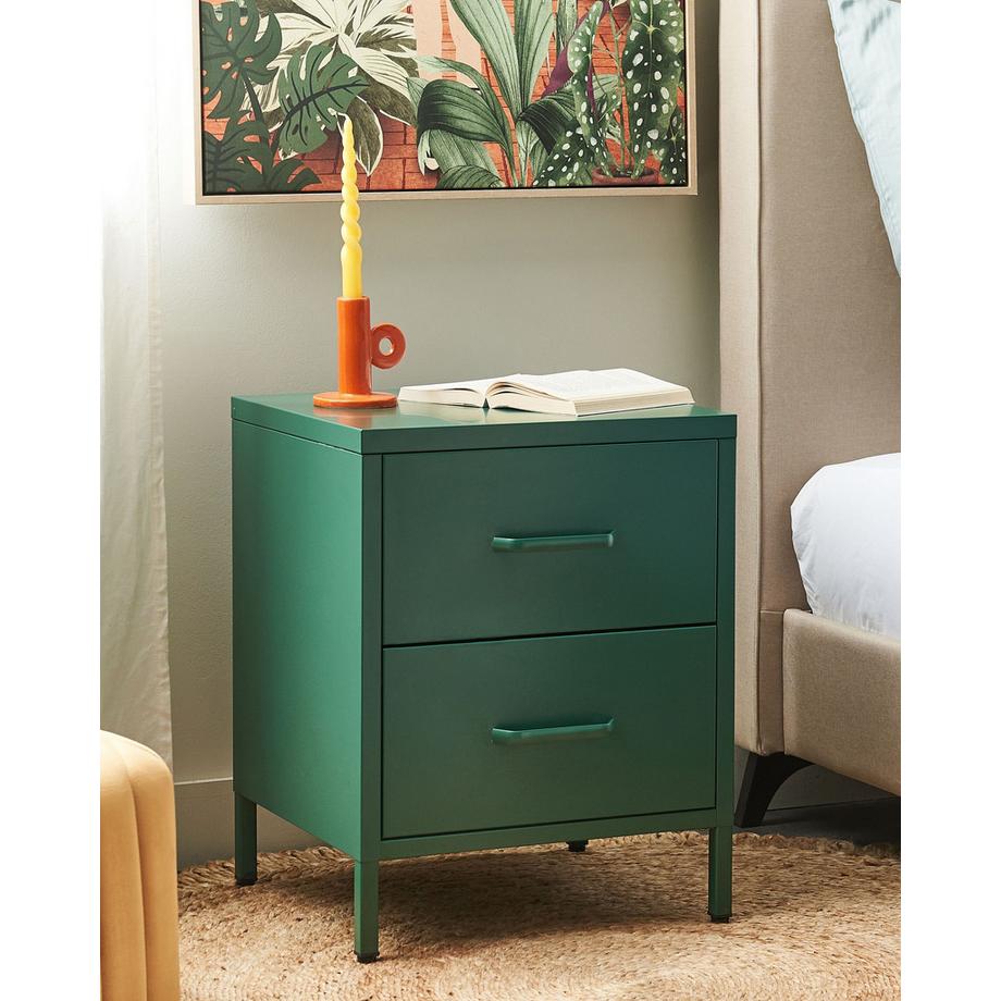 Beliani Nachttisch mit 2 Schubladen aus Stahl Modern MALAVI  