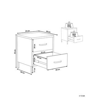 Beliani Table de nuit à 2 tiroirs en Acier Moderne MALAVI  