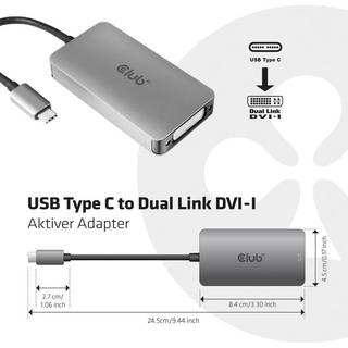 Club3D  USB-C® / DVI Adapter [1x USB-C® Stecker - 1x DVI-Buchse 24+5pol.] Aluminium 