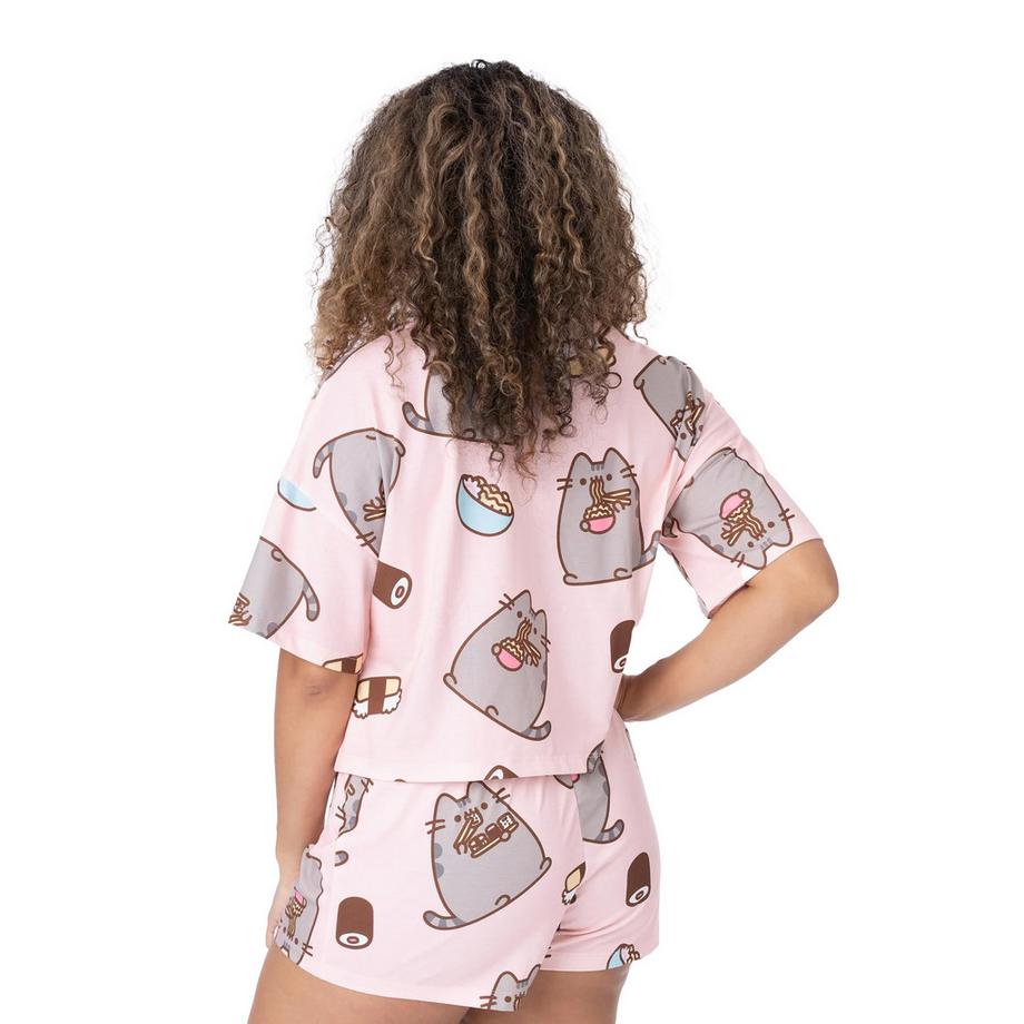 PUSHEEN Katzen-Print Kurzer Pyjama Set  