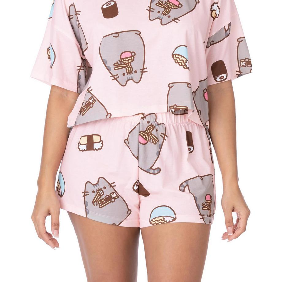 PUSHEEN Katzen-Print Kurzer Pyjama Set  