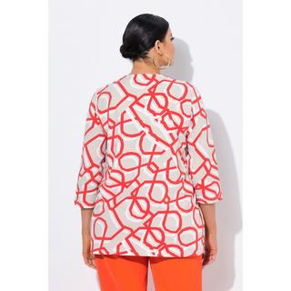 Ulla Popken Grafischer Druck Tunika Ausschnitt 3/4 Arm Shirt  