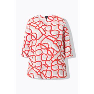 Ulla Popken Grafischer Druck Tunika Ausschnitt 3/4 Arm Shirt  