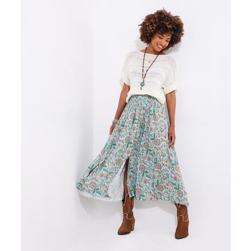 Jupe Maxi Taille Froncée et Florale