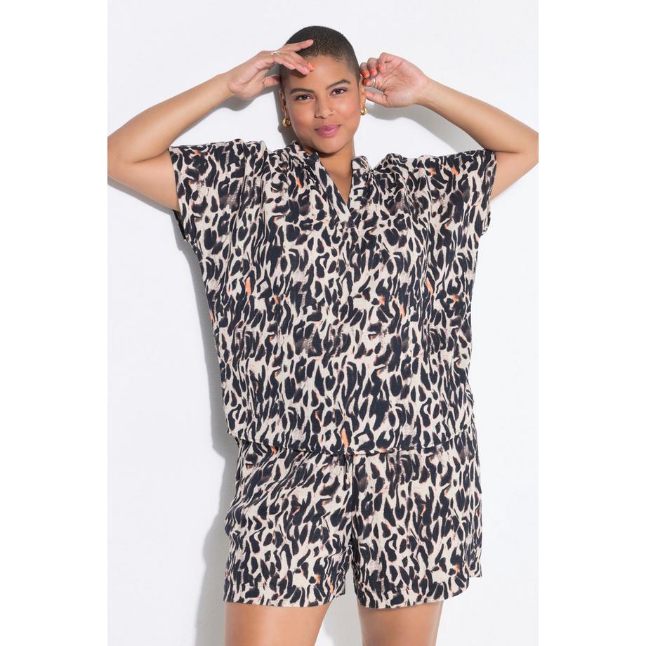 Studio Untold Blusa oversize in mussola stampa leopardo XL  