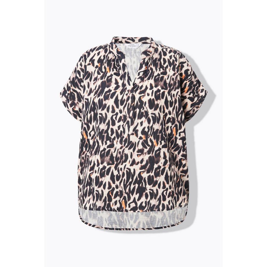 Studio Untold Blusa oversize in mussola stampa leopardo XL  