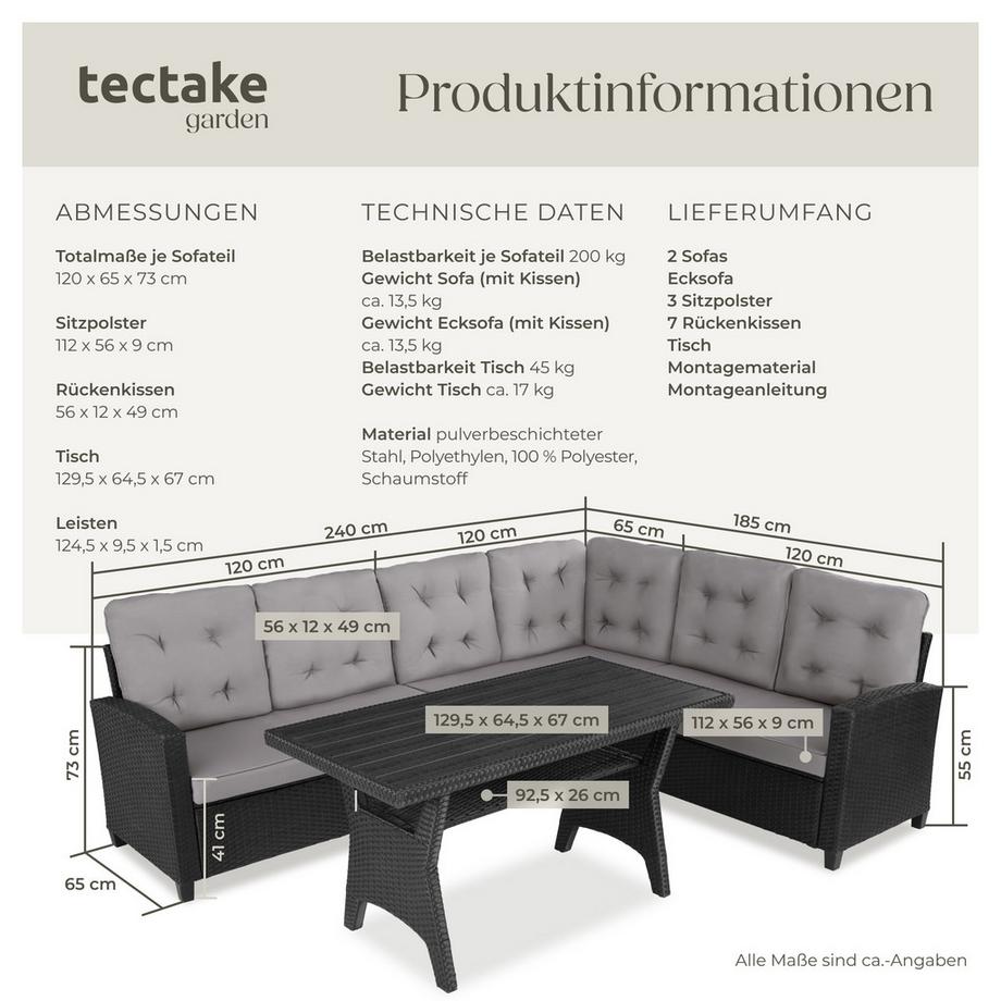 Tectake Rattan Lounge Catania für 6 Personen widerstandsfähig  