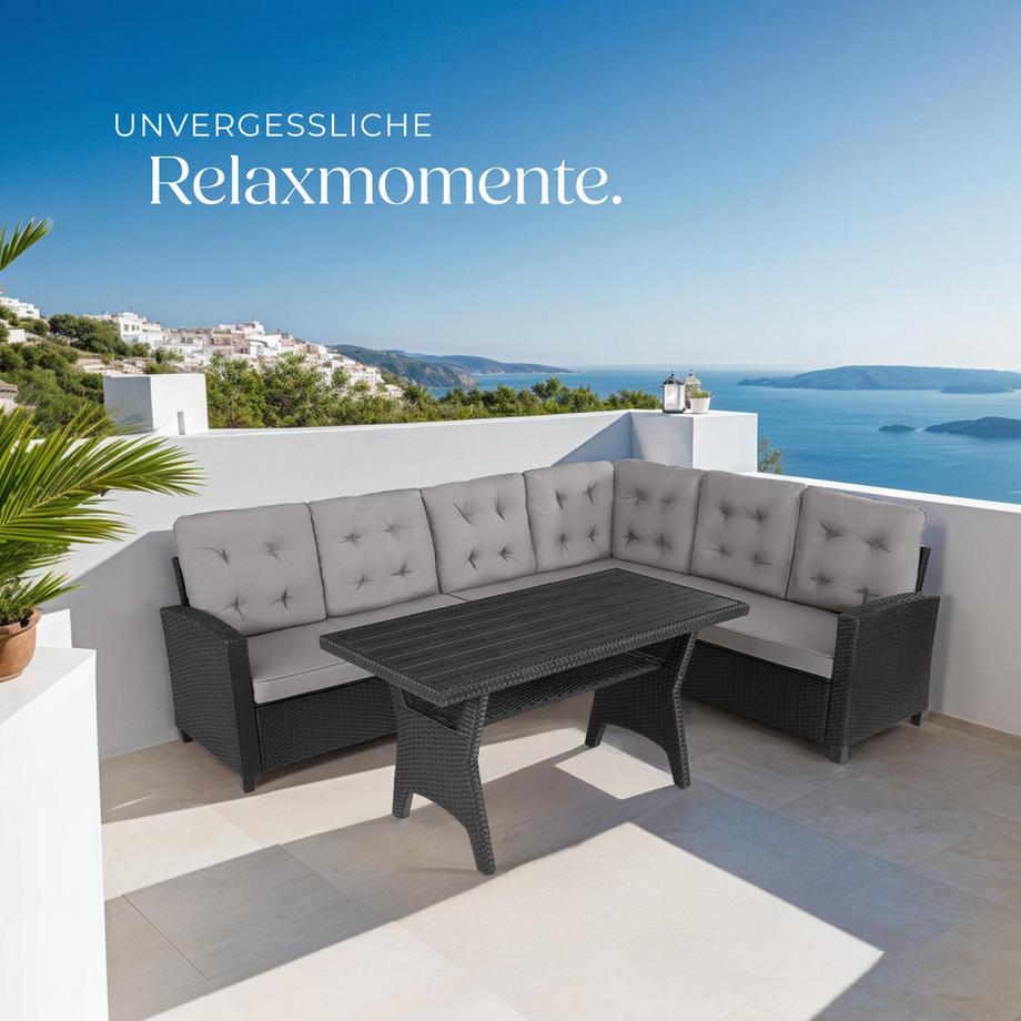 Tectake Rattan Lounge Catania für 6 Personen widerstandsfähig  