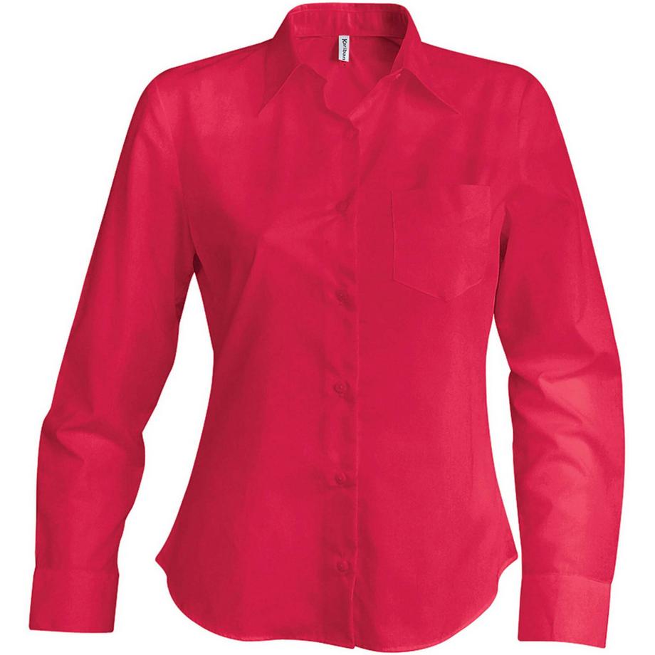 Kariban Langarm Popeline Bluse  