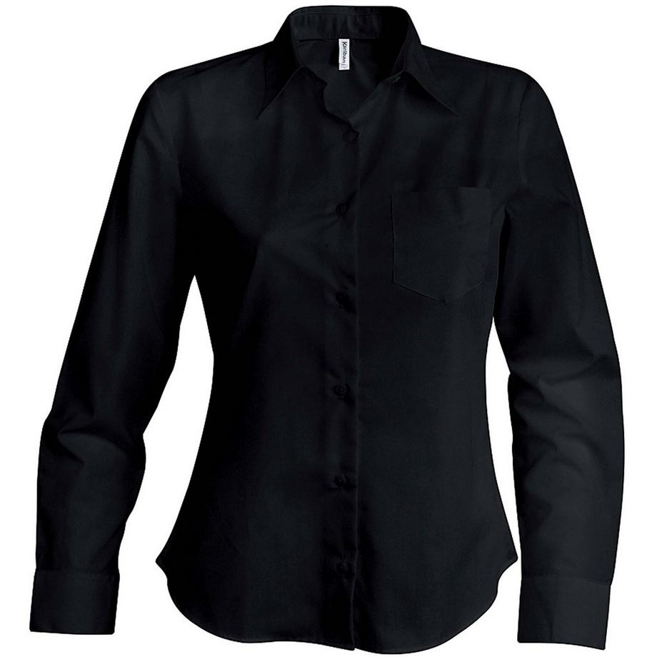 Kariban Langarm Popeline Bluse  
