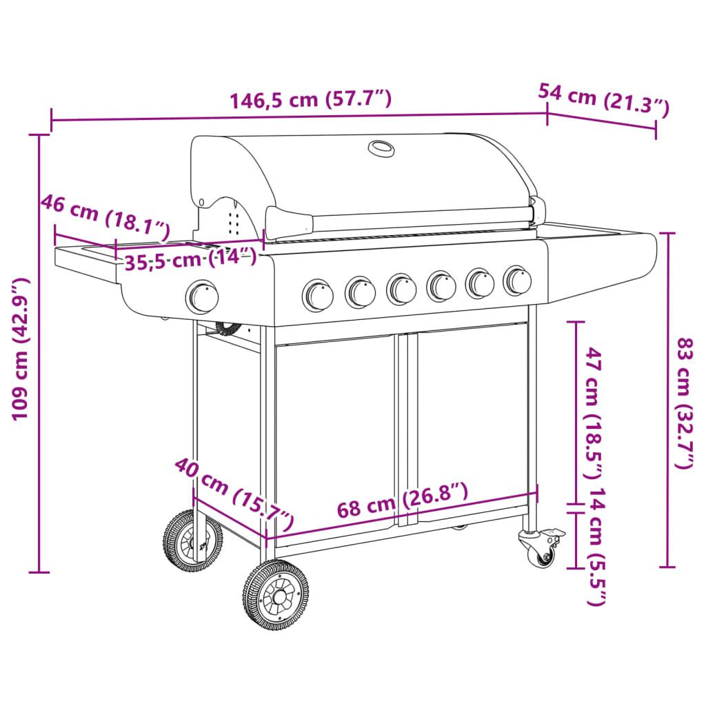 VidaXL Barbecue à gaz acier  