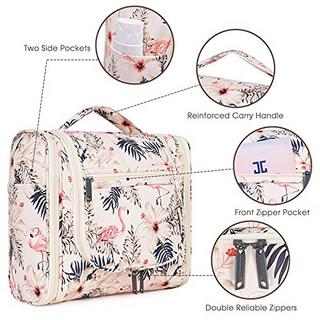 Only-bags.store  Trousse de toilette - Cosmetic Bag - Wash Bag, Beige Flamingo (Large) 