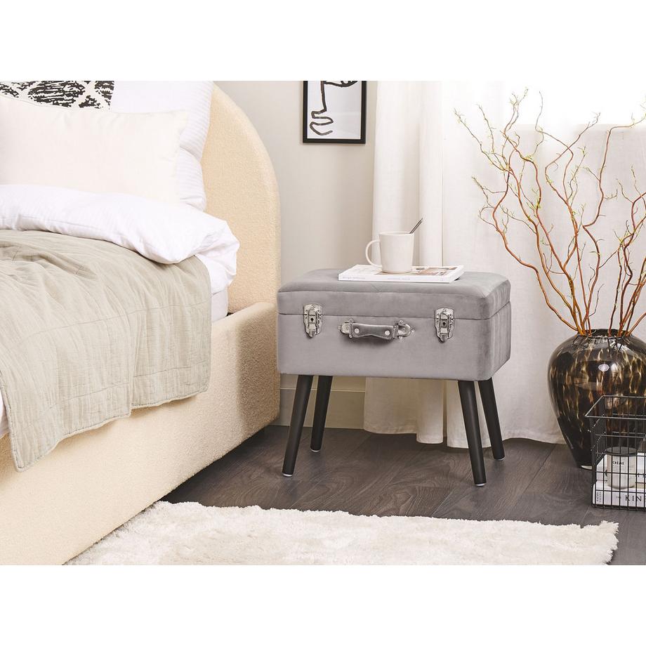 Beliani Tabouret de rangement en Velours Rétro MALLARD  