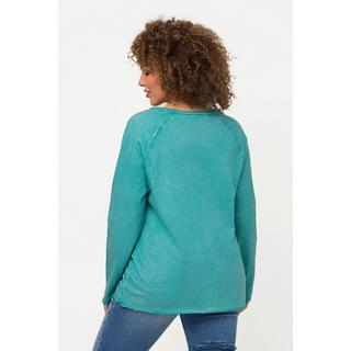 Ulla Popken  Sweatshirt, Gummi-Schriftmotiv, Rundhals, Langarm 