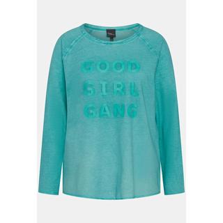 Ulla Popken  Sweat-shirt, lettrage caoutchouté, col rond, manches longues 