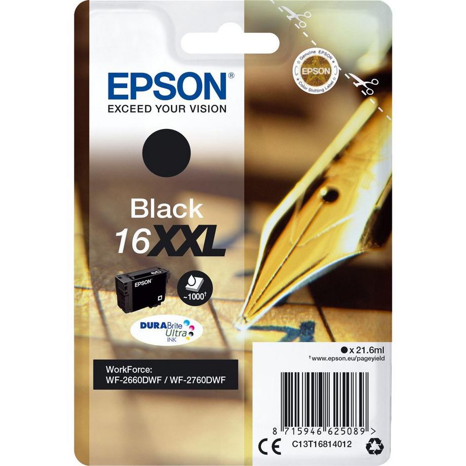 EPSON  EPSON Tintenpatrone XXL schwarz T168140 WF 2660DWF 1000 Seiten 
