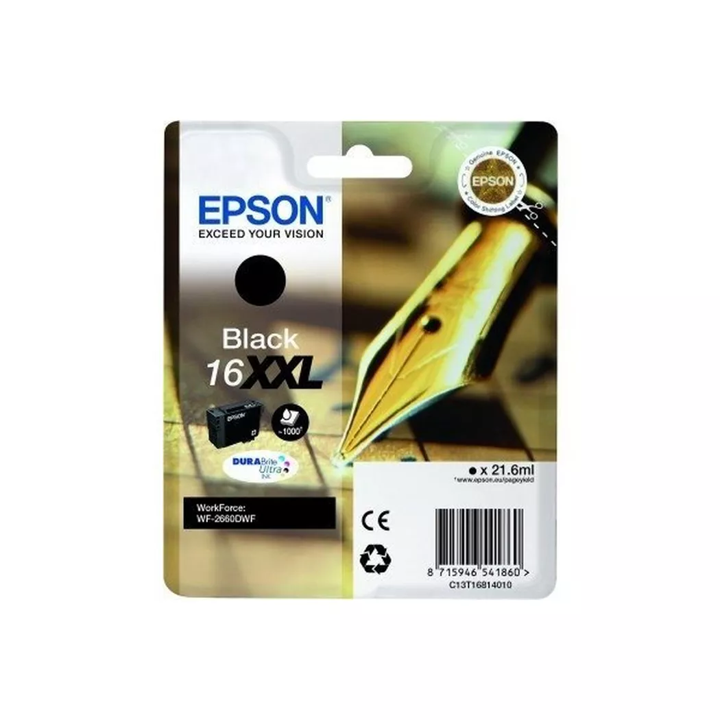Epson – Tintenpatrone XXL schwarz T168140 WF 2660DWF 1000 Seiten, One Size