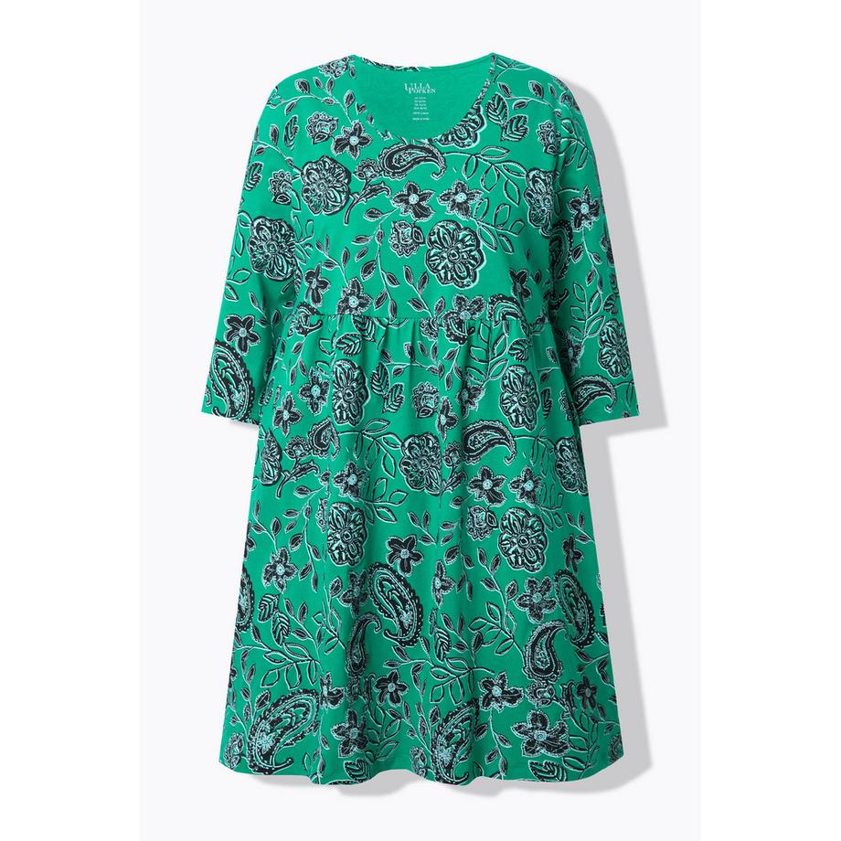 Ulla Popken Abito di jersey Paisley Scollo a girocollo Maniche 3/4 Taglio svasato  