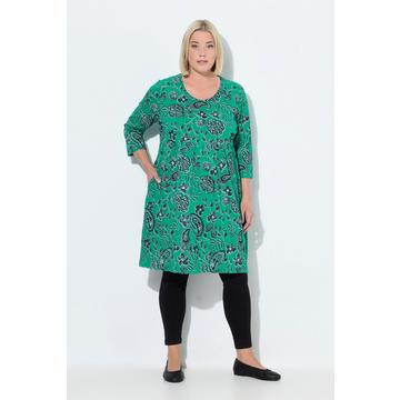 Jerseykleid, Paisley, A-Linie, Rundhals, 3/4-Arm