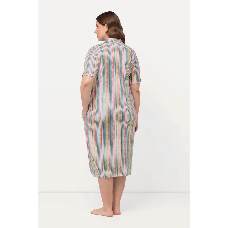 Ulla Popken Chemise de nuit rayures col chemise manches courtes  