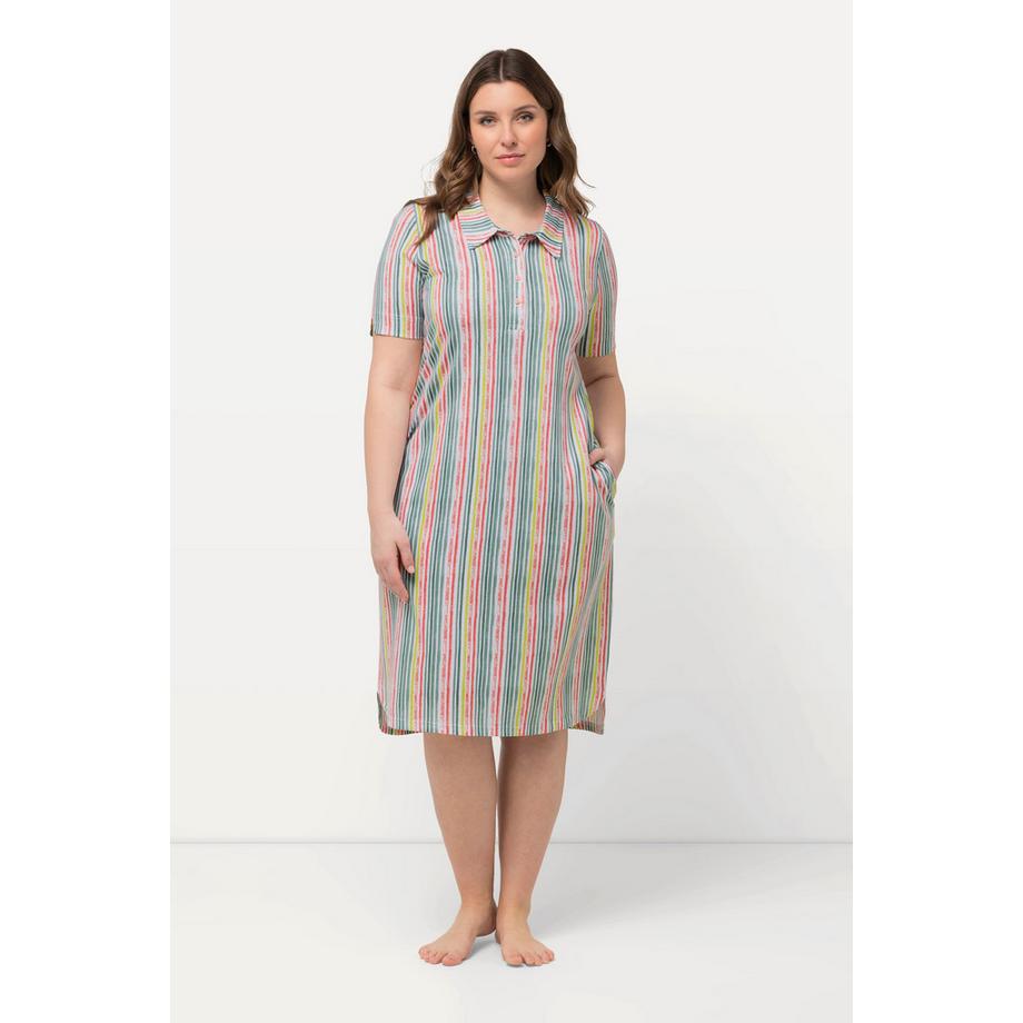 Ulla Popken Chemise de nuit rayures col chemise manches courtes  