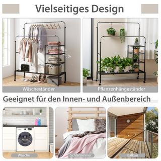 Northix Portant à vêtements avec 2 tringles à vêtements, portant à roulettes, porte-manteau, réglable en hauteur 135 x 54 x 170 cm argent  