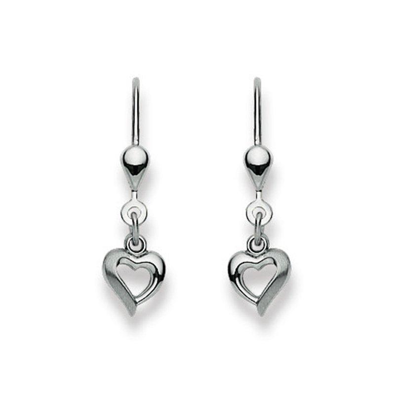 MUAU Schmuck  Clous d'oreilles avec coeur patentbrisur or blanc 750, 25x7mm 