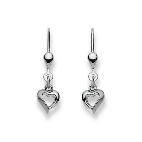 MUAU Schmuck  Clous d'oreilles avec coeur patentbrisur or blanc 750, 25x7mm 