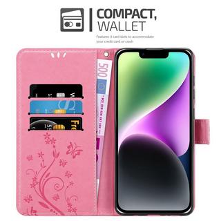 Cadorabo  Housse compatible avec Apple iPhone 14 PLUS - Coque de protection au design floral avec fermeture magnétique, fonction de support et emplacements pour cartes 