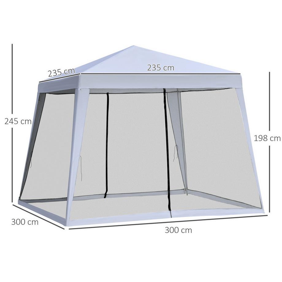 Northio Gazebo Da Giardino Padiglione Tendone Per Feste Tenda Resistente Alle Intemperie Con Zanzariera In Metallo + Poliestere Grigio 3 X 3 M  